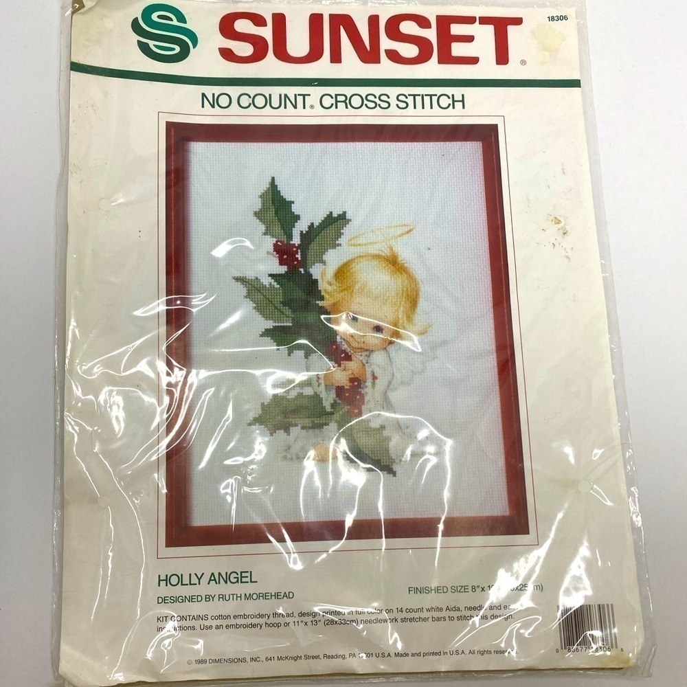 Cross stitch vintage no count Holly Angel new in package by Sunset #17